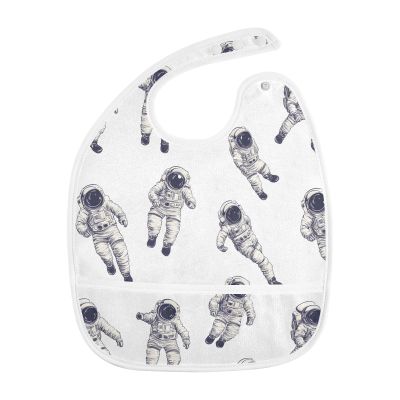 Bolaz Astronaut Baby Bibs for Eating Food Feeding Waterproof Toddler Bib Apron Boys Girls Soft Adjustable Set of 2