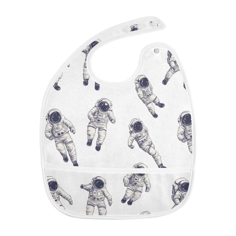 Bolaz Astronaut Baby Bibs for Eating Food Feeding Waterproof Toddler Bib Apron Boys Girls Soft Adjustable Set of 2
