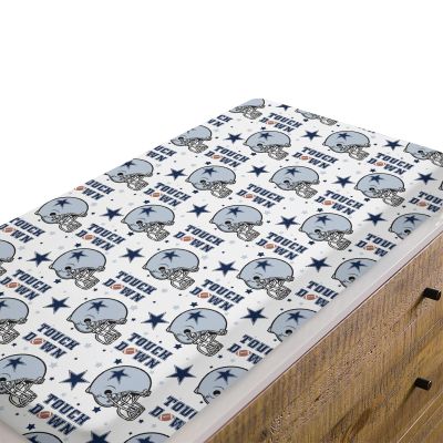 EyMzcod Blue Baby Boys Changing Pad Covers American Football Helmet, Touch Down Game Sport Safe Snug Fitted Diaper Table Sheet, Soft Breathable Stretchy Change Mat Shower Gift Fit 32 34 x 16