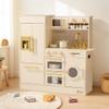ROBUD Wooden Play Kitchen, Kids Kitchen Playset, Toy Kitchen Set with 17 Realistic Accessories, Ideal Gift for Kids & Toddlers, Age 3+ (White) view 1