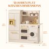 ROBUD Wooden Play Kitchen, Kids Kitchen Playset, Toy Kitchen Set with 17 Realistic Accessories, Ideal Gift for Kids & Toddlers, Age 3+ (White) view 2