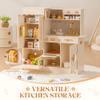 ROBUD Wooden Play Kitchen, Kids Kitchen Playset, Toy Kitchen Set with 17 Realistic Accessories, Ideal Gift for Kids & Toddlers, Age 3+ (White) view 3