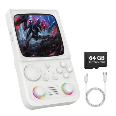 R36TMAX Retro Handheld Game Console, 4.0 Inch IPS HD Screen Retro Gaming Console, Handheld Game Console with 18000+ Classic Games, Supports WiFi Networked Fighting and OTG, Built-in 64G-Pearl White