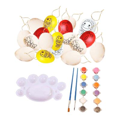 20x White Easter Eggs Painting Hanging Ornament Paintable Blank Easter Eggs for Kids Easter Party Favors Home Kindergarten Decor, Double Sided
