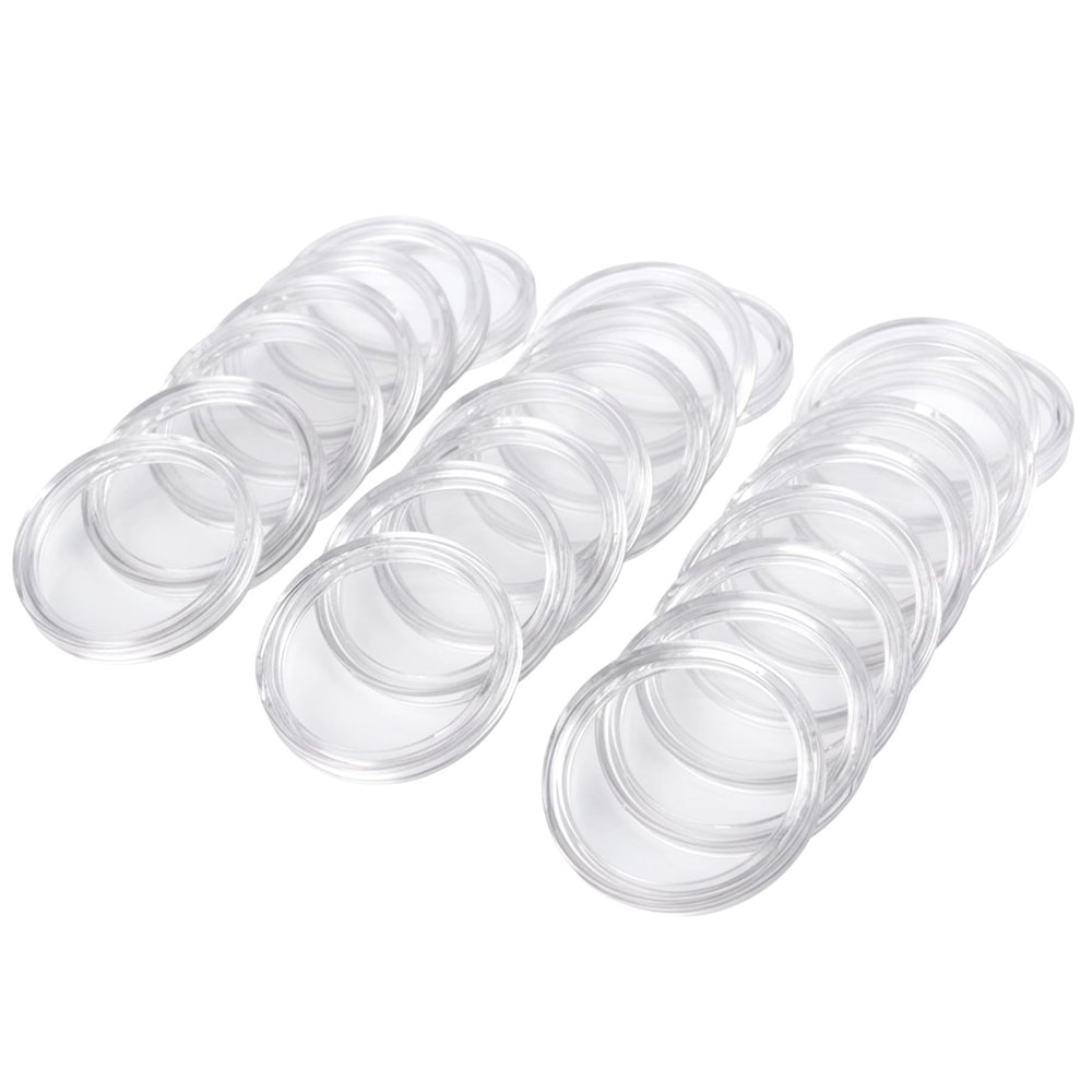 Bemonew Plastic Coin Holders 20PCS Plastic Coin Holders for Collectors 45mm Dia. Round Transparent Organizer with Inner Liner for Silver Dollar