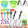Beach Sand Toys Set with 2 PCS Adjustable Sand Sifter, Collapsible Beach Bucket,Sandbox Shovels,Sand Castle Kit,Diving Gem,Seashell Bags,Sand Sifter Shell Scooper Beach Essentials for kids 3-12 view 1