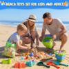 Beach Sand Toys Set with 2 PCS Adjustable Sand Sifter, Collapsible Beach Bucket,Sandbox Shovels,Sand Castle Kit,Diving Gem,Seashell Bags,Sand Sifter Shell Scooper Beach Essentials for kids 3-12 view 4