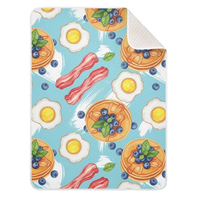 WIFIU Pancakes Eggs Bacon Blueberries Baby Boys Girls Blanket 30x40 in, Soft Receiving Swaddling Nursery Blankets for Newborn Infant Toddler