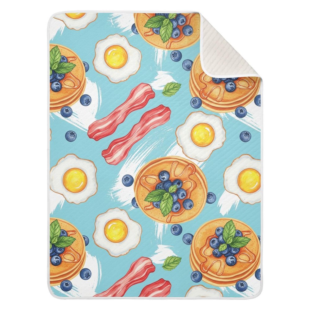 WIFIU Pancakes Eggs Bacon Blueberries Baby Boys Girls Blanket 30x40 in, Soft Receiving Swaddling Nursery Blankets for Newborn Infant Toddler