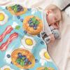 WIFIU Pancakes Eggs Bacon Blueberries Baby Boys Girls Blanket 30x40 in, Soft Receiving Swaddling Nursery Blankets for Newborn Infant Toddler view 4