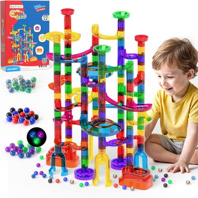 MaxTronic Glowing Marble Run, 150 Pcs Marble Race Building Blocks Construction STEM Learning Toys Perfect Christmas Birthday Gift for Boys and Girls Aged 3-12