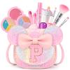 Kids Makeup Kit for Girls - 15 Pcs Real Washable Make Up Set - Non Toxic Toddlers Cosmetic with Letter Purse - Dress up Birthday Gifts for 3 4 5 6 7 8 Years Old Girls - Glitter Rainbow P view 1