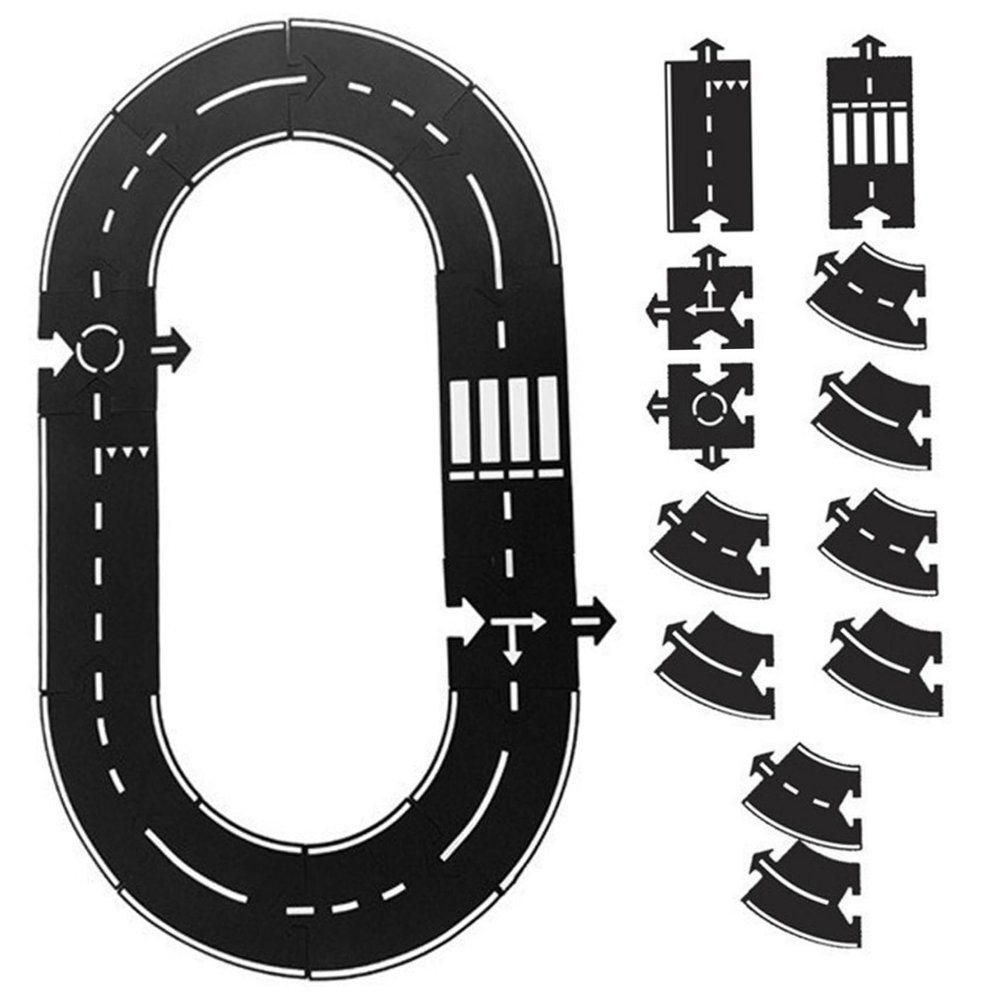 Flexible Car Tracks for Kids, 12PCS Indestructible Waterproof Modular Puzzle Track, Flexible Expressway Circuit Set Toy for Indoor Outdoor Toys and Games..