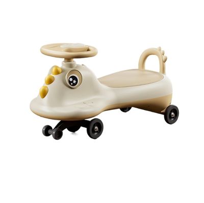 Bicycles Sliding Wiggle Car Ride On Push Car with Storage Seat Music Light Anti-Rollover, Toys for Indoor Outdoor(Yellow,Normal Wheel)