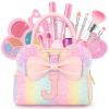 Kids Washable Makeup Kit for Girls - 17 Pcs Real Non Toxic Make Up Set with Personalized Purse - Toddler Girl Birthday Gifts Princess Toys Age 3 4 5 6 7 8 9 10 Years Old Kid - J view 1