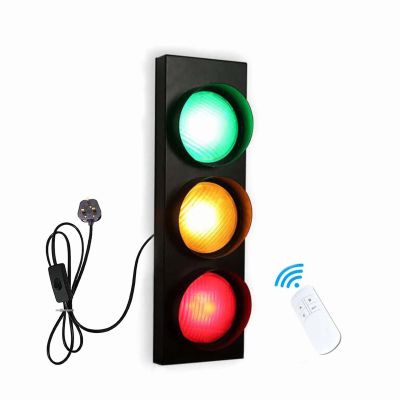 LED Wall Lights Indoor Traffic Lights for Kids, Bedroom Wall Lamp with Remote Control and UK Plug, 5W x 3 Traffic Warning Light Stoplight Wall Sconce Lights for Childrens Room Office Bar Cafe