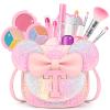 Kids Makeup Kit for Girls - 15 Pcs Real Washable Make Up Set - Non Toxic Toddlers Cosmetic with Letter Purse - Dress up Birthday Gifts for 3 4 5 6 7 8 Years Old Girls - Glitter Rainbow T view 1