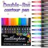8 Colors Outline Markers,2026 Double Line Shimmer Marker Pens,Glitter Gel Double Line Outline Pen Sparkle Markers,Squiggles Glitter Marker Set for Christmas GreetingCards,Scrapbook Crafts,Easter Egg view 2