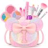 Kids Makeup Kit for Girls - 15 Pcs Real Washable Make Up Set - Non Toxic Toddlers Cosmetic with Letter Purse - Dress up Birthday Gifts for 3 4 5 6 7 8 Years Old Girls - Glitter Rainbow I view 1