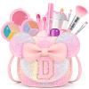 Kids Makeup Kit for Girls - 15 Pcs Real Washable Make Up Set - Non Toxic Toddlers Cosmetic with Letter Purse - Dress up Birthday Gifts for 3 4 5 6 7 8 Years Old Girls - Glitter Rainbow D view 1