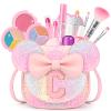 Kids Makeup Kit for Girls - 15 Pcs Real Washable Make Up Set - Non Toxic Toddlers Cosmetic with Letter Purse - Dress up Birthday Gifts for 3 4 5 6 7 8 Years Old Girls - Glitter Rainbow C view 1