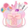 Kids Makeup Kit for Girls - 15 Pcs Real Washable Make Up Set - Non Toxic Toddlers Cosmetic with Letter Purse - Dress up Birthday Gifts for 3 4 5 6 7 8 Years Old Girls - Glitter Rainbow N view 1