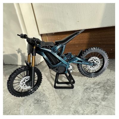 AIVONO 1:9 Scale Electric Dirt Bike Model Compatible with Surron Light Bee X, Motorcycle Miniature with Functional Suspension, Gift for Dirt Bike Fans (Burnt Titanium Blue)