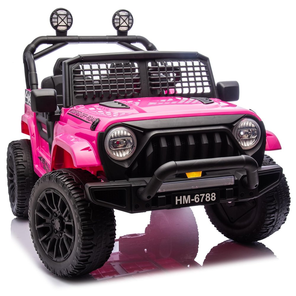24V Ride on Toys for Big Kids, 4WD Two Seater Ride on Car with 20'' Seat, 4X100W Power, LED Lights, Wireless, Music, Power Display, Kid Electric Truck for Boys Girls (Pink)