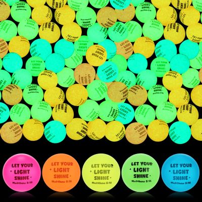 Seenelling 120 Pcs Christian Glow in the Dark Bouncy Balls Easter Jesus Bible Verse Rubber High Bouncing Balls Christian Party Favor Religious Classroom Gifts