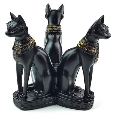 HDBHSBE Crystal Stand Crystal Ball Stand, Resin Ancient Egyptian 3-Sphynx Cat Sphere Holder, Decorative with Stable Base for Living Room, Bedroom