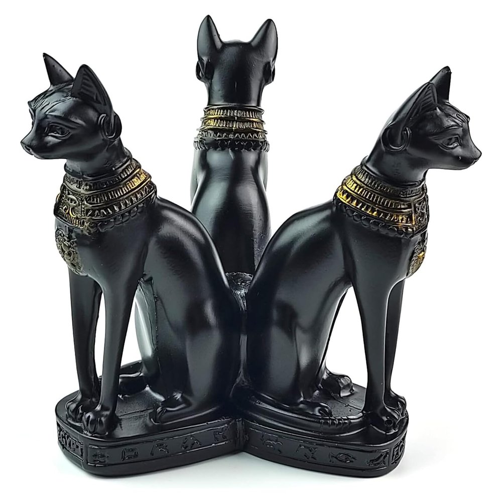 HDBHSBE Crystal Stand Crystal Ball Stand, Resin Ancient Egyptian 3-Sphynx Cat Sphere Holder, Decorative with Stable Base for Living Room, Bedroom