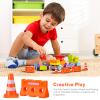 Alasum Traffic Roadblock Toy, 24pcs Mini Plastic Traffic Cones & Signs Set Roadblock Sign Toy Small Construction Cones Children Educational Plaything for Learning & Fun view 3