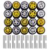 1/64 Wheels and Tires Set with 10 Sets of Modified Axles - 10 Mixed/Random Electroplated Rubber Wheel Sets (5 Gold + 5 Silver) for 1/64 Diecast Cars view 1