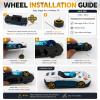 1/64 Wheels and Tires Set with 10 Sets of Modified Axles - 10 Mixed/Random Electroplated Rubber Wheel Sets (5 Gold + 5 Silver) for 1/64 Diecast Cars view 3