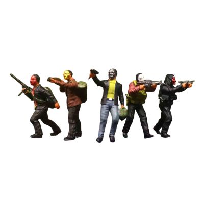 Bffcnl 5 Pieces Miniature People Figure Resin Tiny People Model Figurines Finely Detailed Realistic Equipment Diorama Sand Table Suitable for Rural Rui, Robbers