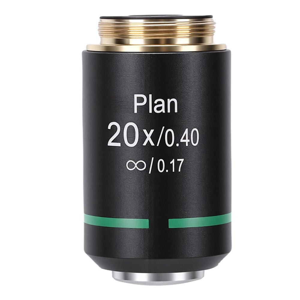 ciciglow Plan Microscope Objective, PLAN20.2MMRMS Thread Objective Lens for Biological Microscope, Aluminum Alloy Optical Glass (20X)