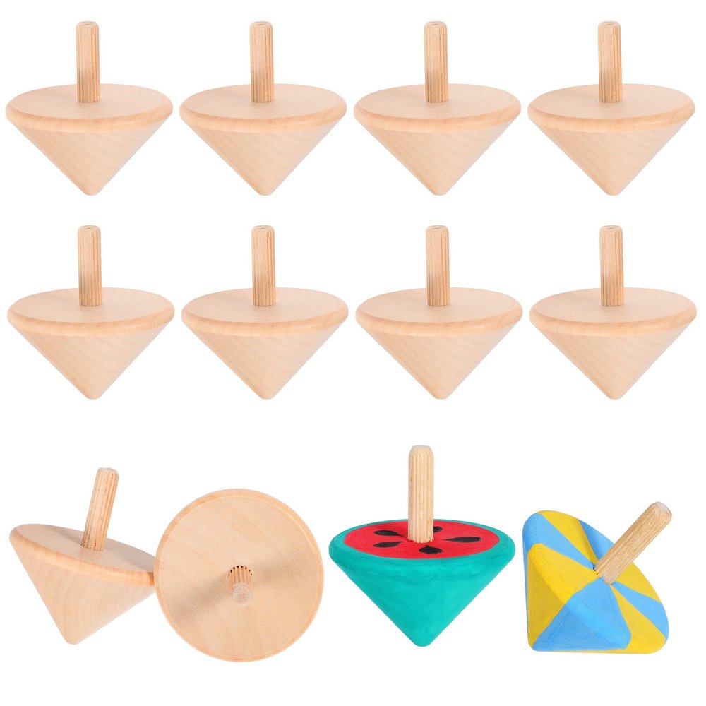Garneck 12pcs Wooden Spinning Tops for Craft: DIY Hand-Painted Gyroscopes for Kid Unfinished Rotating Tops Novelty Playthings for Children Toddler Party Favors
