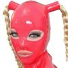 ACBYRUD Latex Hood Rubber Mask with Blond Ponytail Wigs Pigtail Beautiful Girl Headgear (XS) view 1