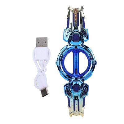 Retractable Sword Toy, Rotating Double Edged Saber with Colorful LED Lights, for Kids Birthday Indoor Outdoor Games (Blue)