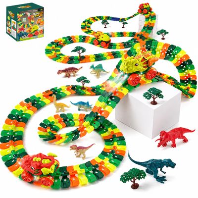 Dinosaur Toys, Create A Dinosaur World Road Race, Flexible Track Playset