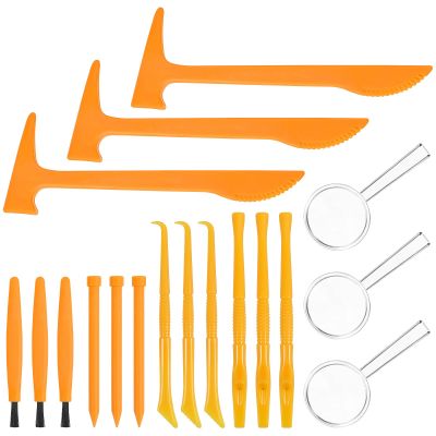 Angoily 3 Sets Kids Digging Tool Toy Set Plastic Hammer Brush Chisel Excavation Tool Kit Educational Pretend Play Dig Kit