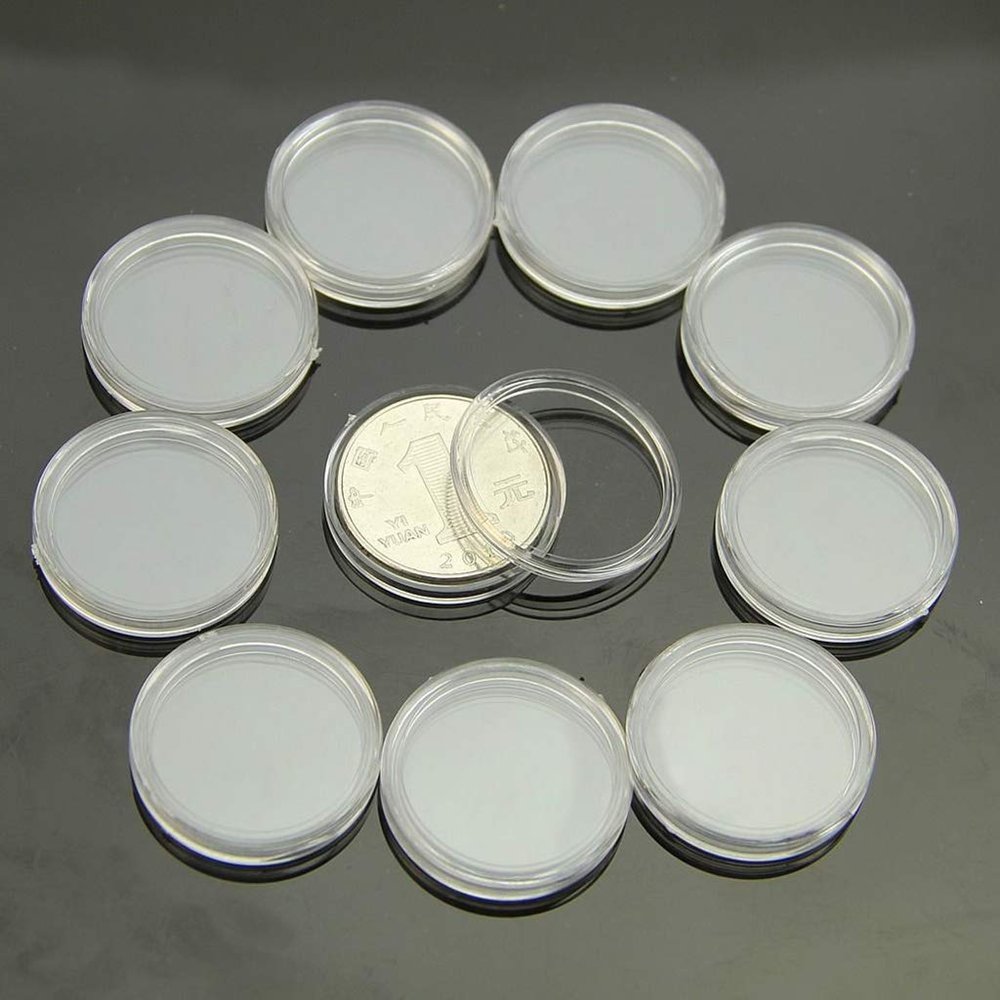 10pcs 25mm Applied Clear Round Cases Coin Storage Capsules Holder Round Plastic Coin Storage Capsules