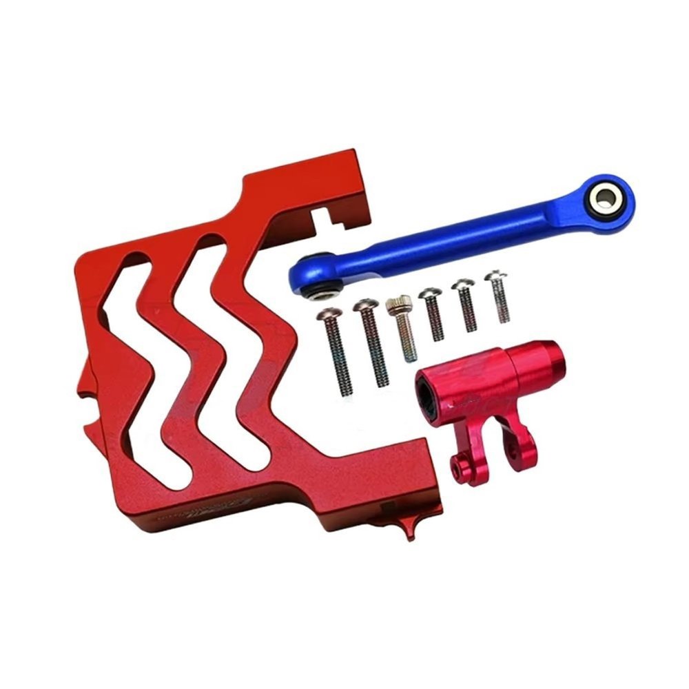 RC Crawlers Components For Traxxas 1/5 For X-Maxx 6S 8S 4WD For Monster Truck 77076-4 77086-4 RC Car Upgrade Parts Metal Steering Servo Mount Support 25T Servo Arm(Red)