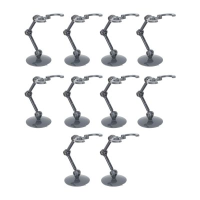 EABCHAML 10 Set Action Figure Holder Stands for Action Figures, Multifunctional Figure Model Stand with Adjustable Arms, Transparent Plastic Display Stand for Anime Characters and Collectib (Grey)