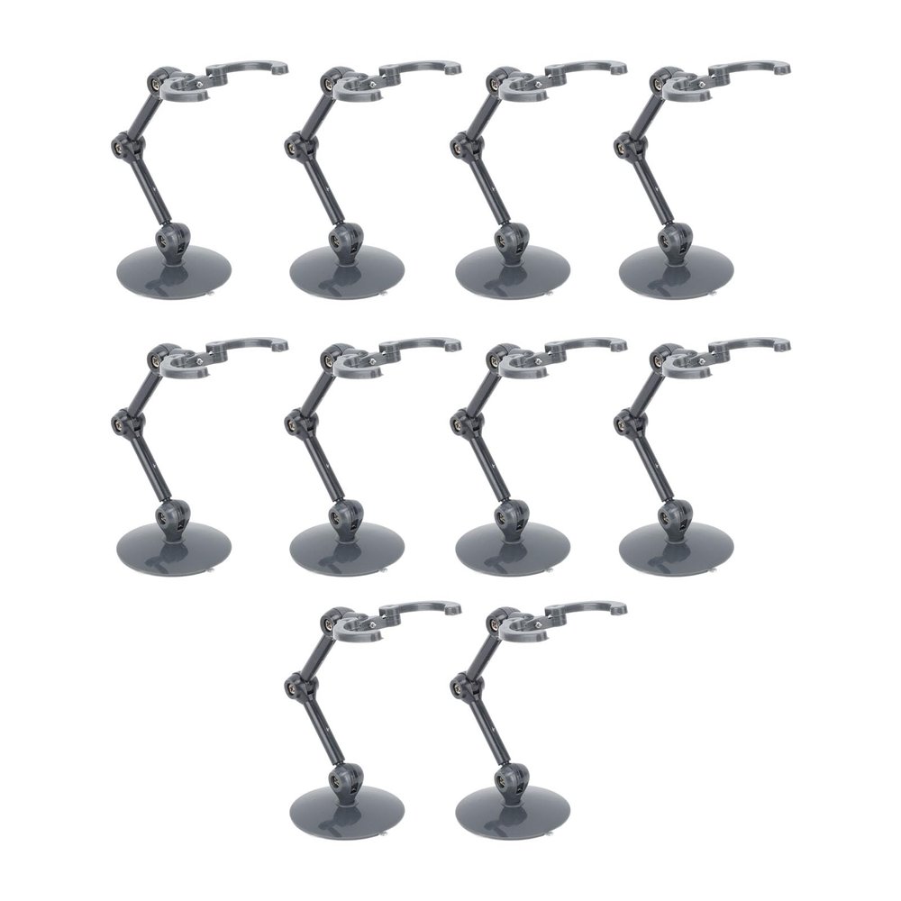 EABCHAML 10 Set Action Figure Holder Stands for Action Figures, Multifunctional Figure Model Stand with Adjustable Arms, Transparent Plastic Display Stand for Anime Characters and Collectib (Grey)