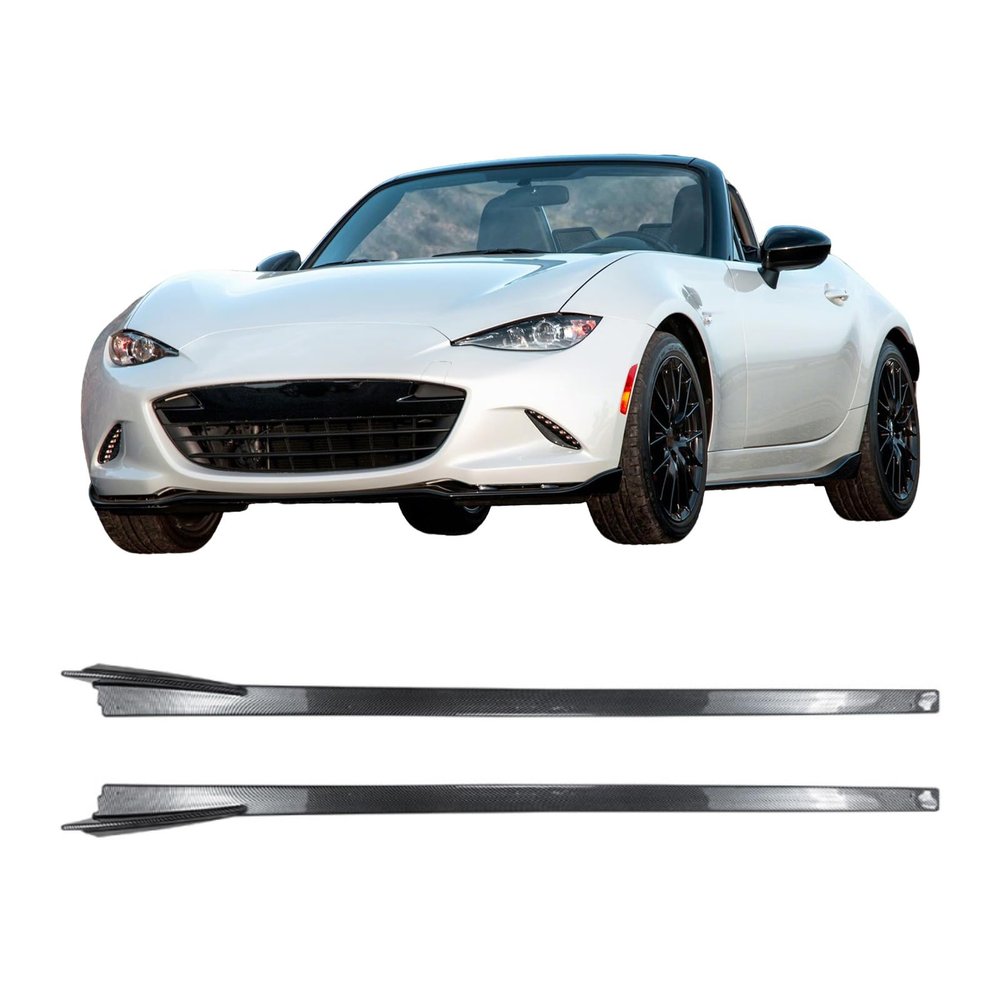 Vehicle Side Skirt for Mazda MX-5 Miata ND 2016 2017 2018 2019 2020 2021+, ABS Lower Side Bottom Line Splitter Lip Spoiler High Toughness Anti Scratch,Carbon Look