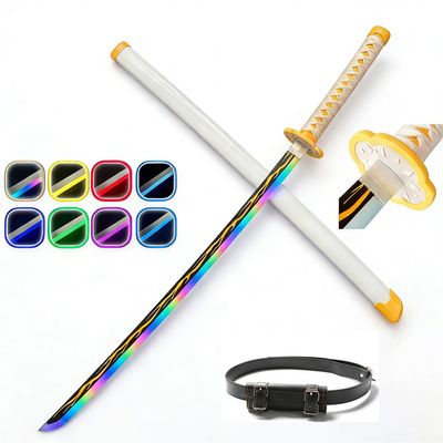 CSPMWACYLCCF Demon Slayer Sword, 41inch Lightsaber Blade, Type-C Charging Ten Colors Perfect for Rave Parties Cosplay and Shows