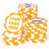 25 Custom Clay Poker Chips, 40mm Heavy 11.5 Grams Casino Sized Personalized Poker Chips with Logo or Text, Customized Drink Tokens for Bar, Party, Business Card, Golf Club or Events (Orange) view 1