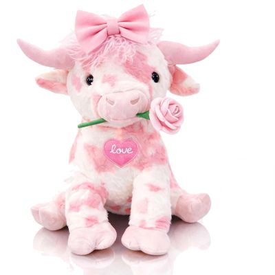 Adorable Pink Highland Cow Plush, Cute Ultra Soft Pink Cow Plush, Cozy Home Decor, Valentine's Day Gifts Plush Highland Cow Toy Decorations for Her or He, Meet Your Gentle Companion (1 PCS)