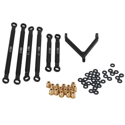 Aluminum Alloy Chassis Link Rod for 1/24 RC Crawler Car, RC Car Chassis Link Rod Upgrade Part, High Strength Linkage System with Brass Ball Heads, Replacement for Axial SCX24 Deadb (Black)